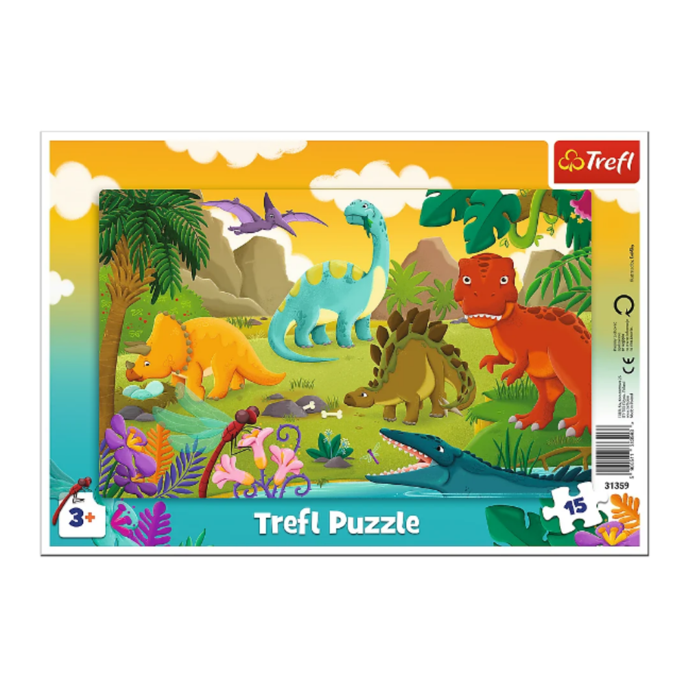 Puzzle 15 dílků s rámečkem Dinosauři – Trefl