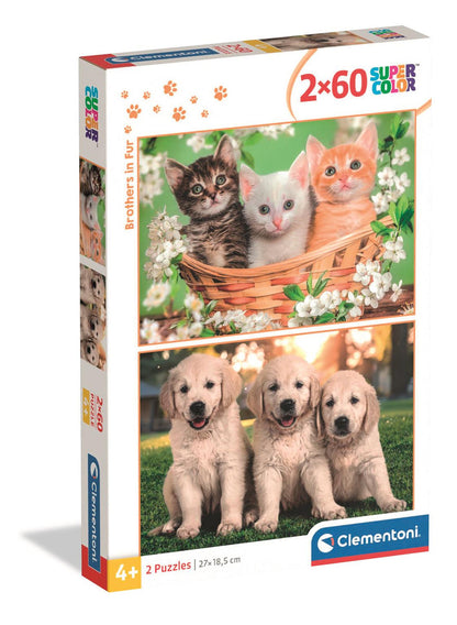 Puzzle 2×60 dílků Super Color Furry Brothers – Clementoni