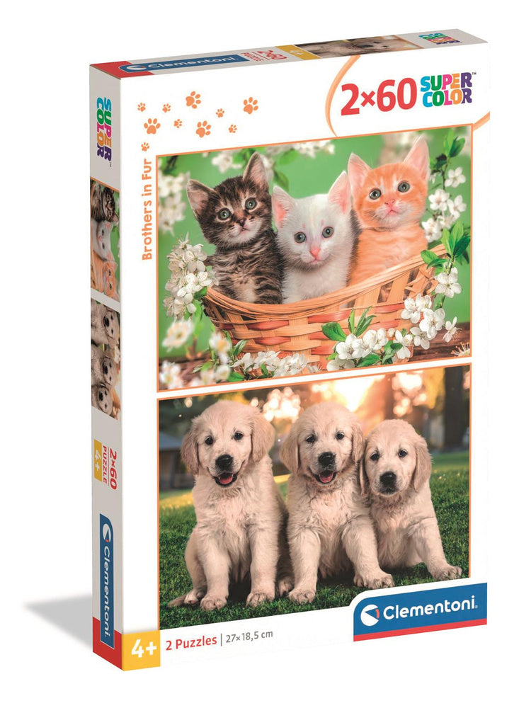 Puzzle 2×60 dílků Super Color Furry Brothers – Clementoni