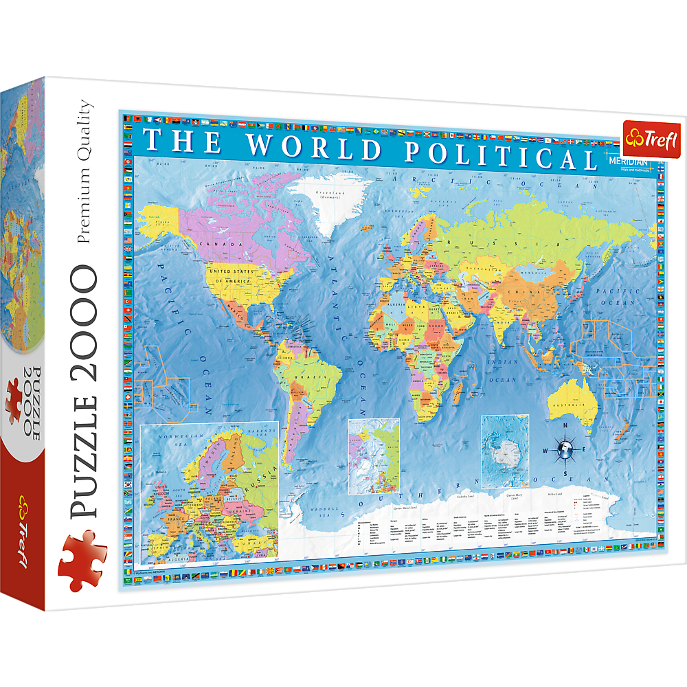 Puzzle 2000 dílků politická mapa světa – 96x68 cm