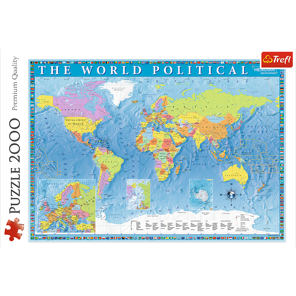 Puzzle 2000 dílků politická mapa světa – 96x68 cm