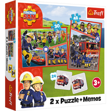 Puzzle 2v1 s pexesem hasičský tým – Požárník Sam Trefl