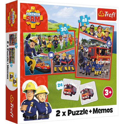 Puzzle 2v1 s pexesem hasičský tým – Požárník Sam Trefl
