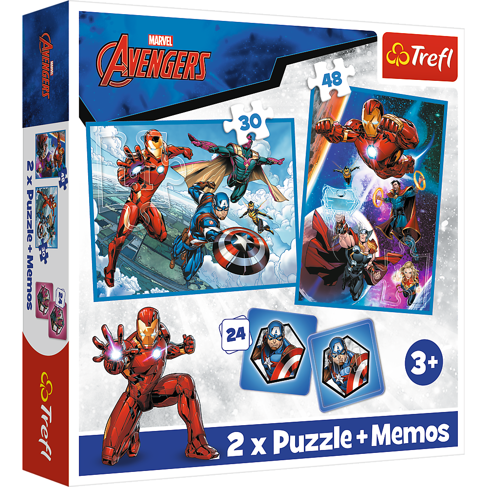 Puzzle 2v1 s pexesem Hrdinové v akci Marvel Avengers – Trefl