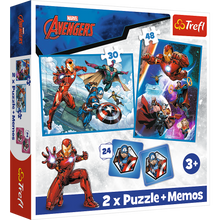 Puzzle 2v1 s pexesem Hrdinové v akci Marvel Avengers – Trefl