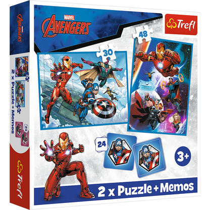 Puzzle 2v1 s pexesem Hrdinové v akci Marvel Avengers – Trefl