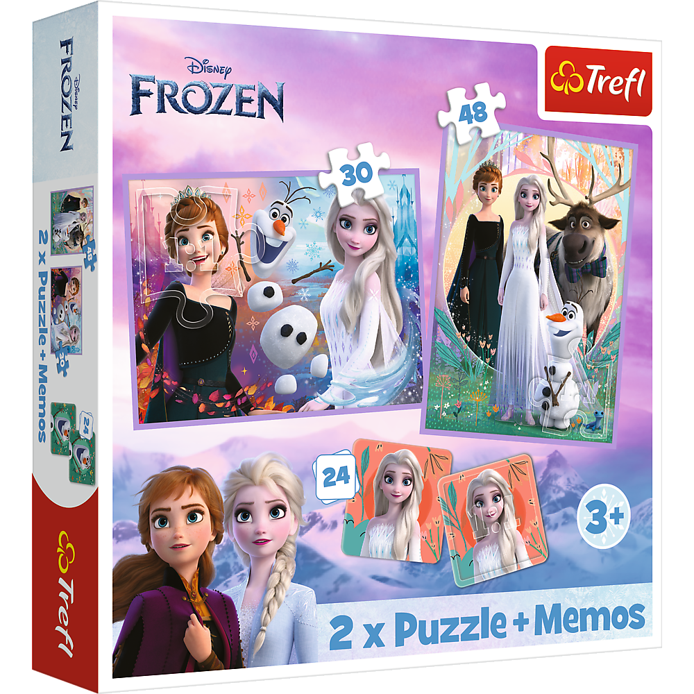 Puzzle 2v1 s pexesem Princezny ze své říše – Disney Frozen 2