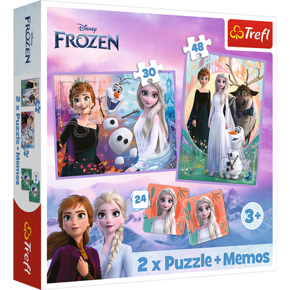 Puzzle 2v1 s pexesem Princezny ze své říše – Disney Frozen 2