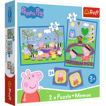 Puzzle 2v1 s pexesem - Veselé chvilky s Prasátkem Peppou – Trefl