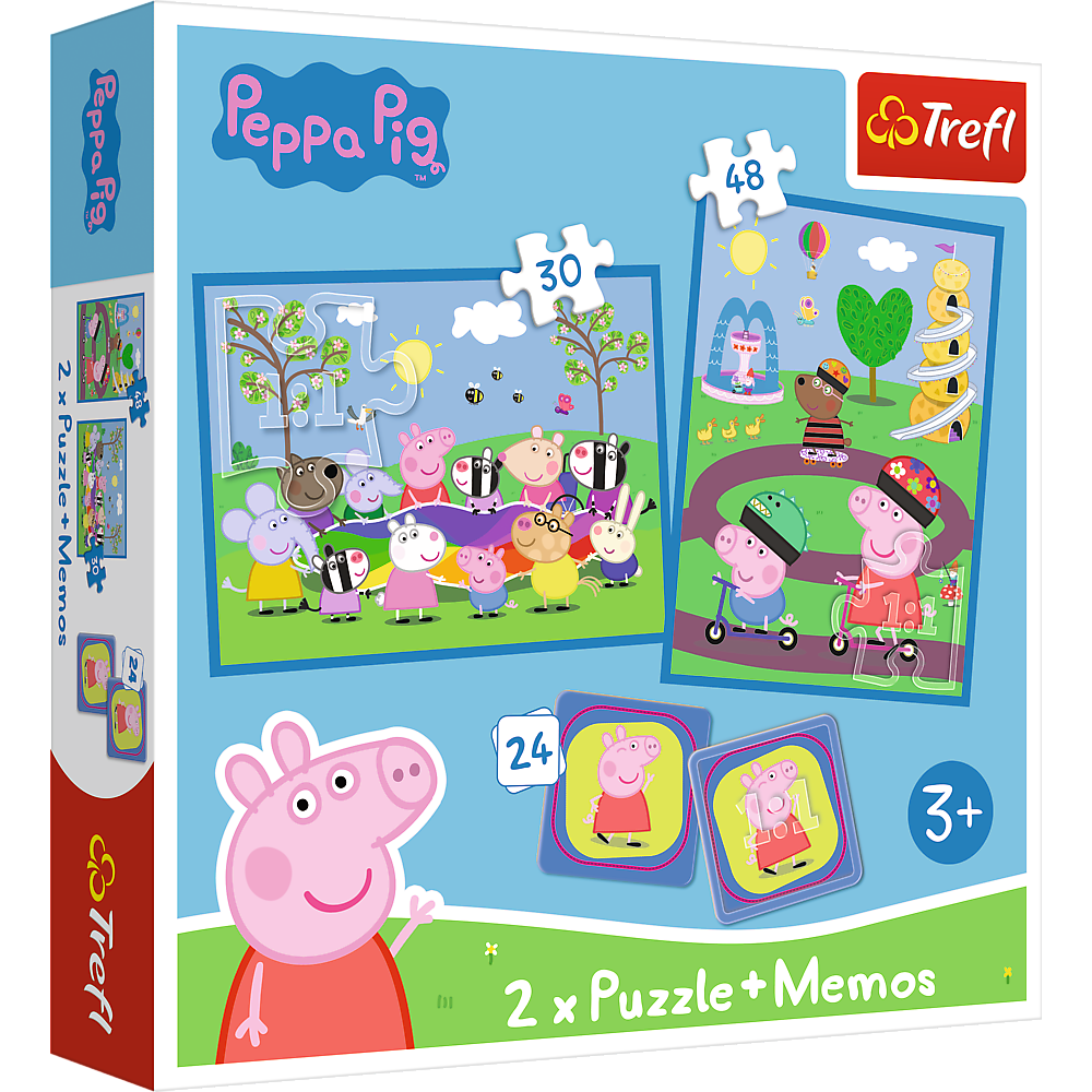 Puzzle 2v1 s pexesem - Veselé chvilky s Prasátkem Peppou – Trefl