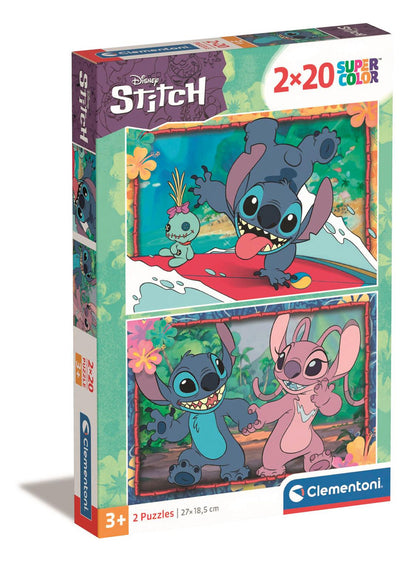 Puzzle 2x20 dílků Super Color Disney Stitch – Clementoni