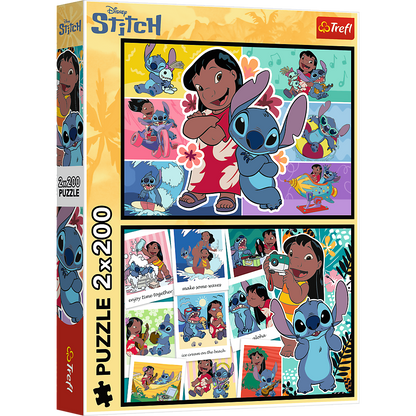 Puzzle 2x200 dílků Veselý život Stitche – Disney Lilo and Stitch
