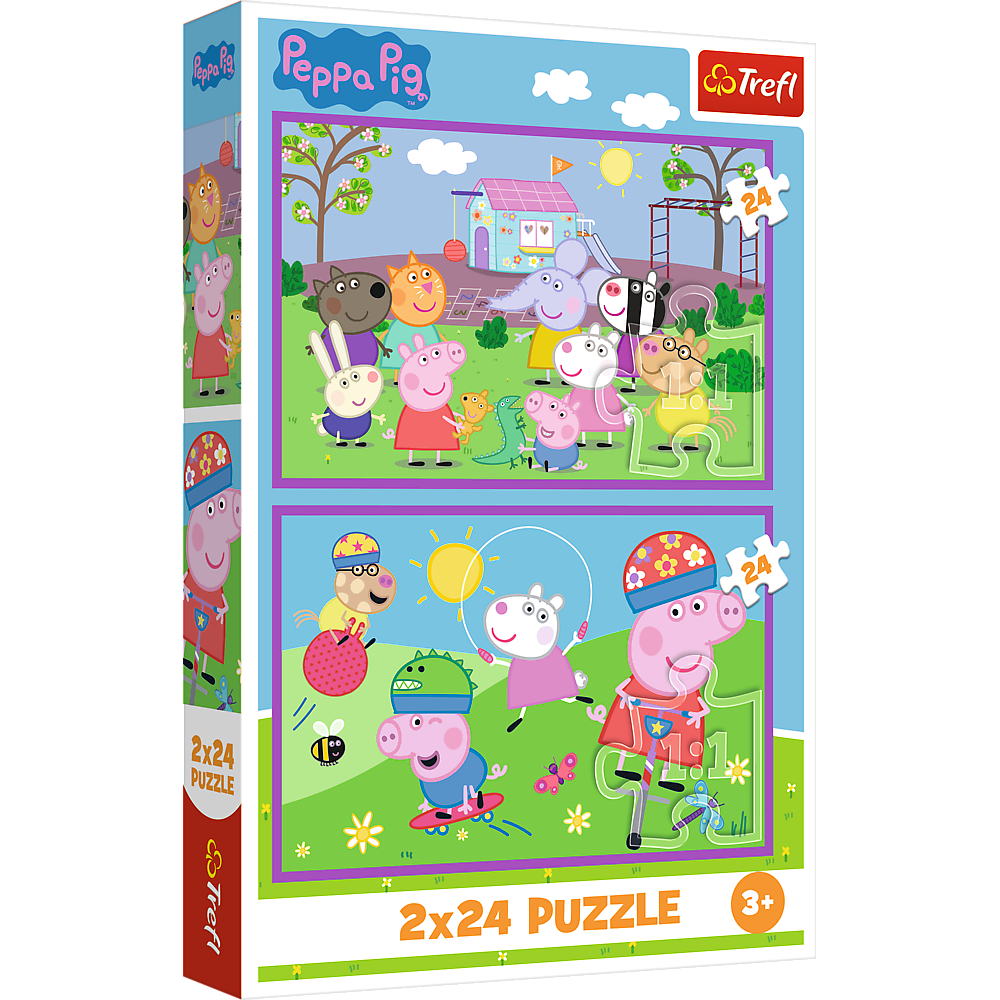 Puzzle 2x24 dílků dětské hřiště – Peppa Pig