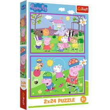 Puzzle 2x24 dílků dětské hřiště – Peppa Pig