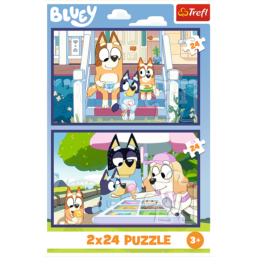 Puzzle 2x24 dílků Veselá Bluey – BBC Bluey Trefl