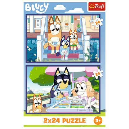 Puzzle 2x24 dílků Veselá Bluey – BBC Bluey Trefl