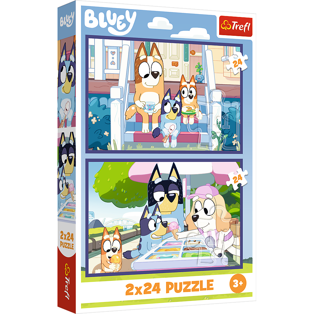 Puzzle 2x24 dílků Veselá Bluey – BBC Bluey Trefl