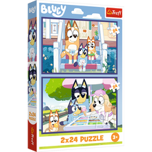 Puzzle 2x24 dílků Veselá Bluey – BBC Bluey Trefl