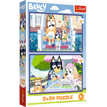 Puzzle 2x24 dílků Veselá Bluey – BBC Bluey Trefl