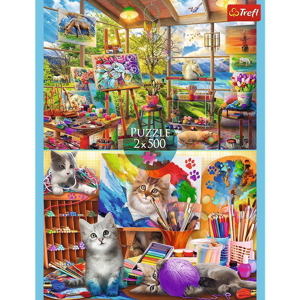 Puzzle 2x500 dílků Umění malování malířská dílna FSC