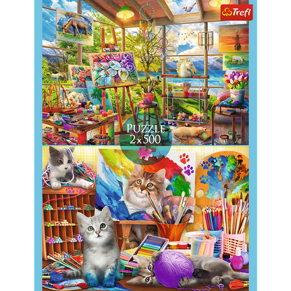 Puzzle 2x500 dílků Umění malování malířská dílna FSC