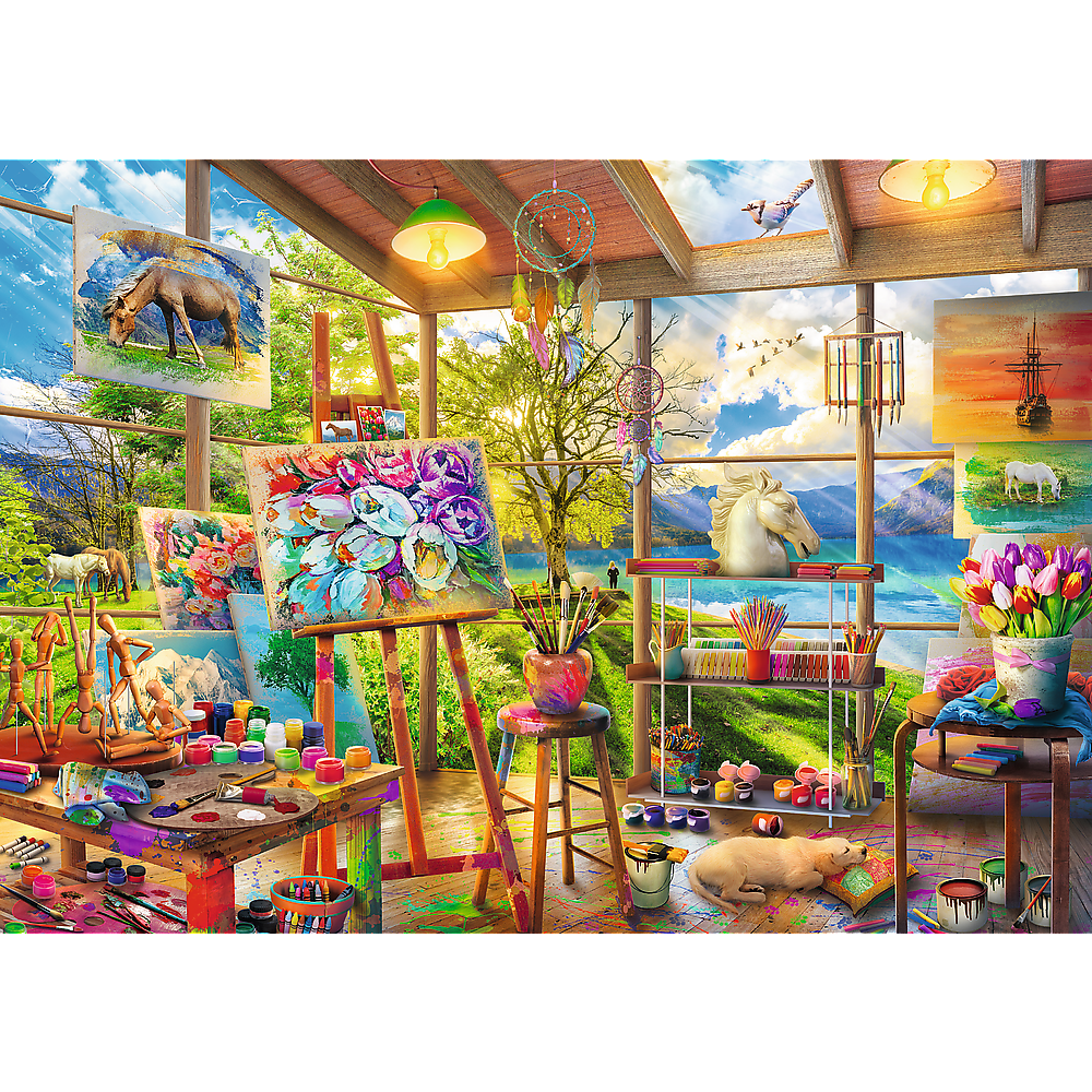 Puzzle 2x500 dílků Umění malování malířská dílna FSC