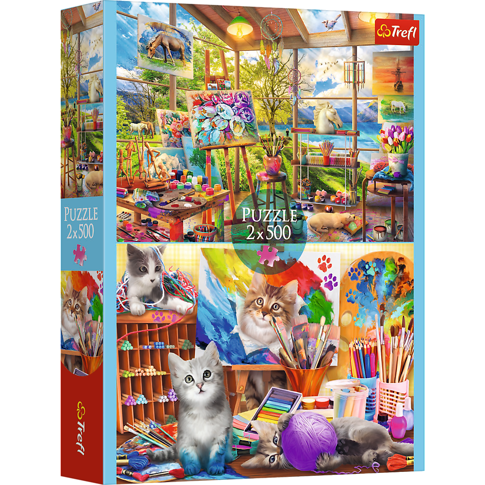 Puzzle 2x500 dílků Umění malování malířská dílna FSC