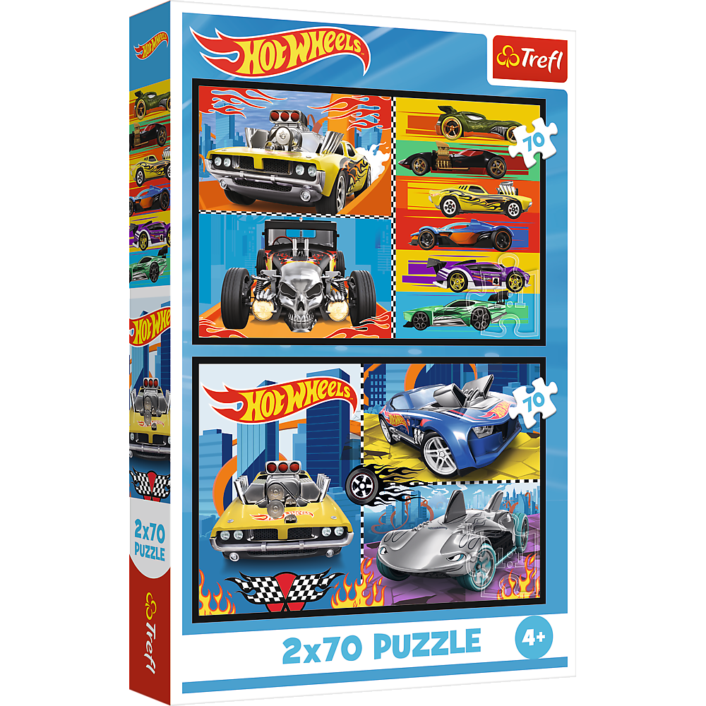 Puzzle 2x70 dílků autíčka – Hot Wheels Trefl