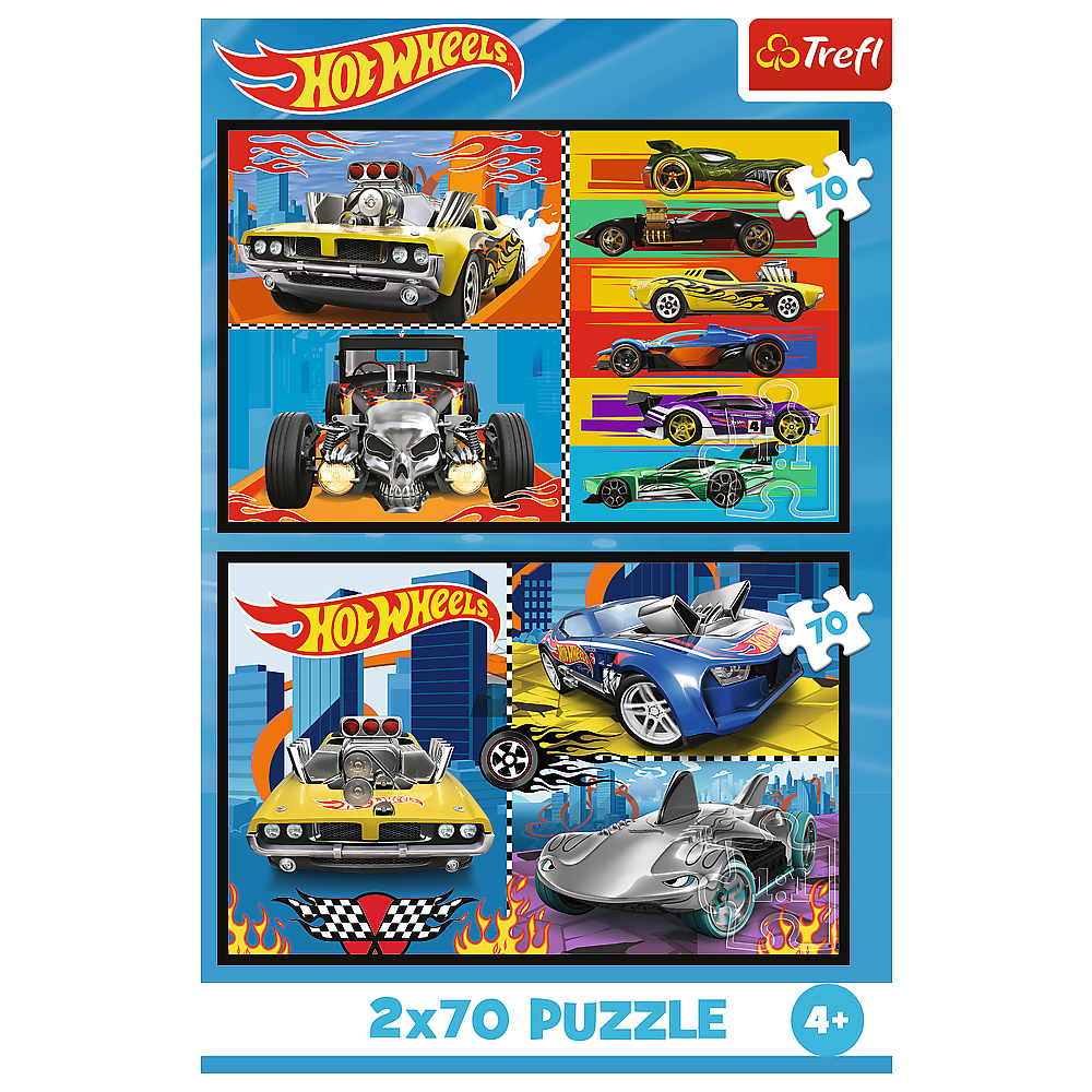 Puzzle 2x70 dílků autíčka – Hot Wheels Trefl