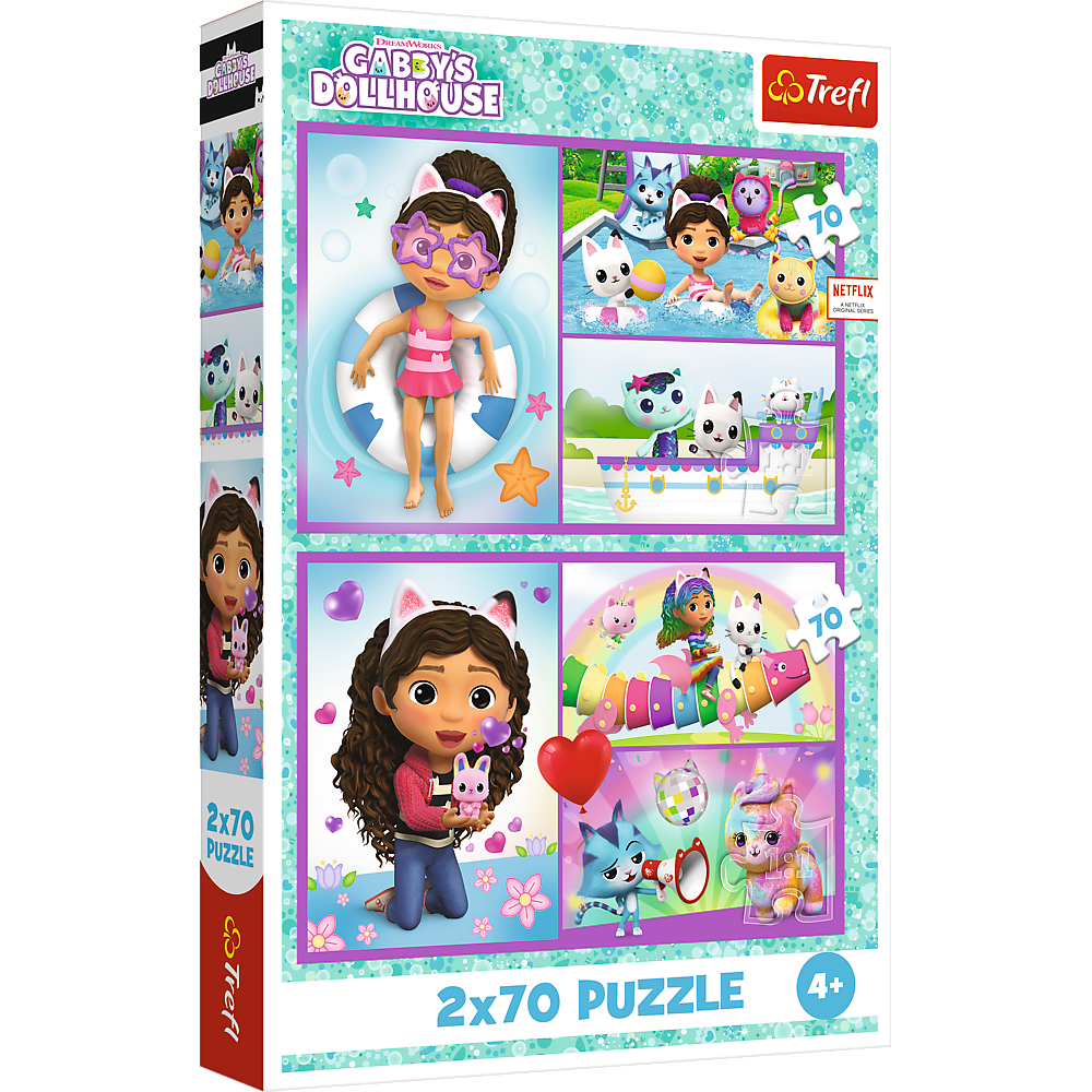 Puzzle 2x70 dílků Kočičí domeček Gabby – Trefl