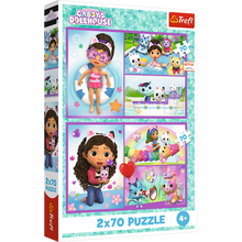 Puzzle 2x70 dílků Kočičí domeček Gabby – Trefl