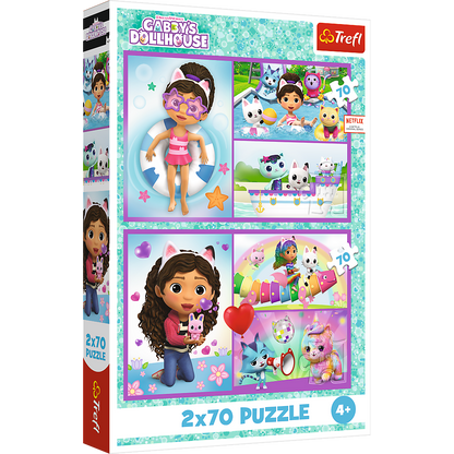 Puzzle 2x70 dílků Kočičí domeček Gabby – Trefl