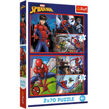Puzzle 2x70 dílků Spiderman pavoučí příběhy – Disney Marvel Trefl