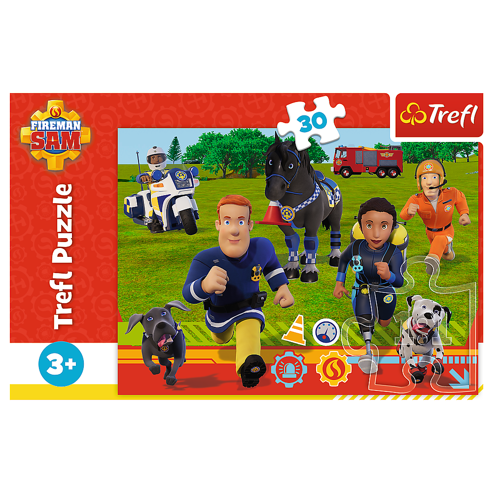 Puzzle 30 dílků Připraveni pomoci hasič Sam – Trefl 18297