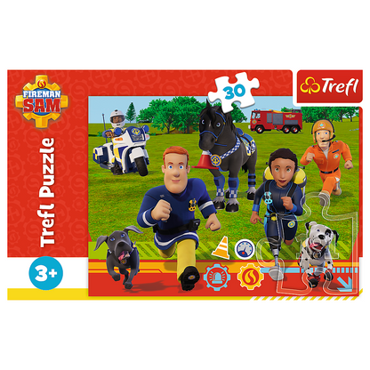 Puzzle 30 dílků Připraveni pomoci hasič Sam – Trefl 18297