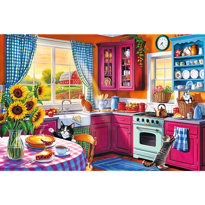 Puzzle 300 dílků velké kousky Ráno v kuchyni FSC Mix 70%