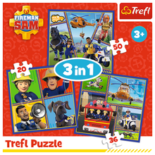 Puzzle 3v1 Hasič Sam pro děti 20 36 dílků – Trefl