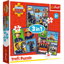 Puzzle 3v1 Hasič Sam pro děti 20 36 dílků – Trefl