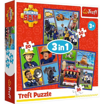 Puzzle 3v1 Hasič Sam pro děti 20 36 dílků – Trefl