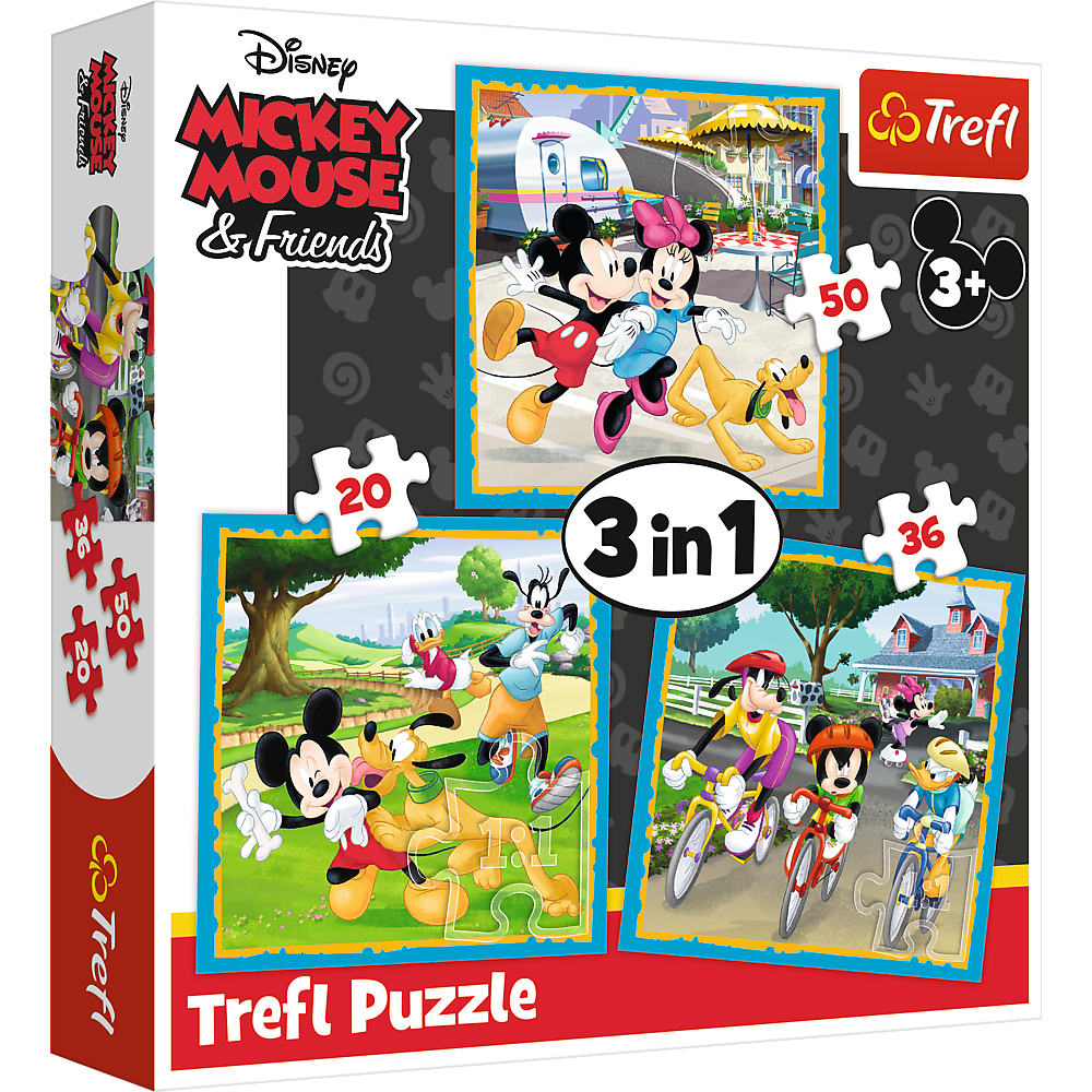Puzzle 3v1 Mickey Mouse s přáteli 20 36 dílků – Trefl