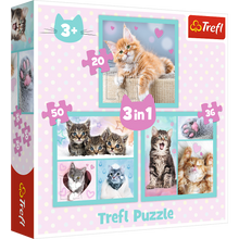 Puzzle 3v1 roztomilá zvířátka koťátka – Trefl 34862