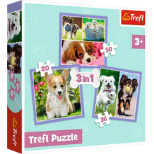 Puzzle 3v1 roztomilí pejsci pro děti od 3 let – Trefl