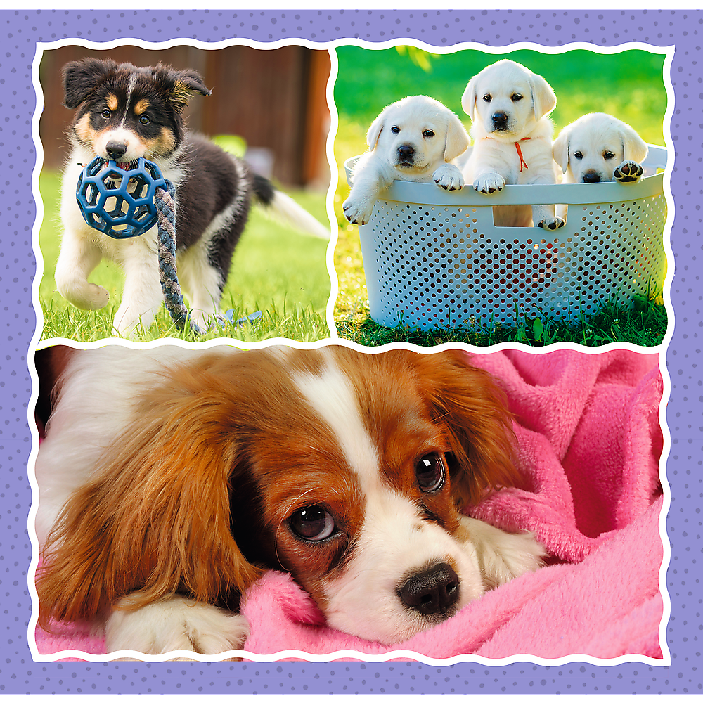 Puzzle 3v1 roztomilí pejsci pro děti od 3 let – Trefl