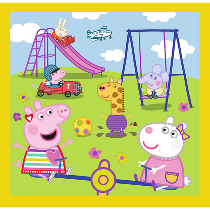 Puzzle 3v1 Veselý den s prasátkem – Peppa Pig Trefl 34849