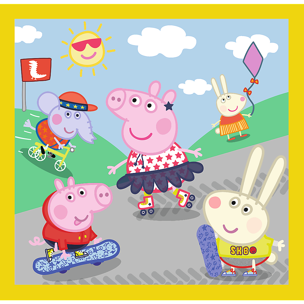 Puzzle 3v1 Veselý den s prasátkem – Peppa Pig Trefl 34849