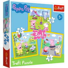 Puzzle 3v1 Veselý den s prasátkem – Peppa Pig Trefl 34849
