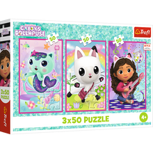 Puzzle 3x50 dílků Gabby a kočičky – Gabbys Dollhouse Trefl
