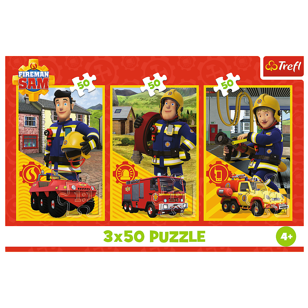 Puzzle 3x50 dílků Hasičský tým z hasičárny – Strażak Sam Trefl