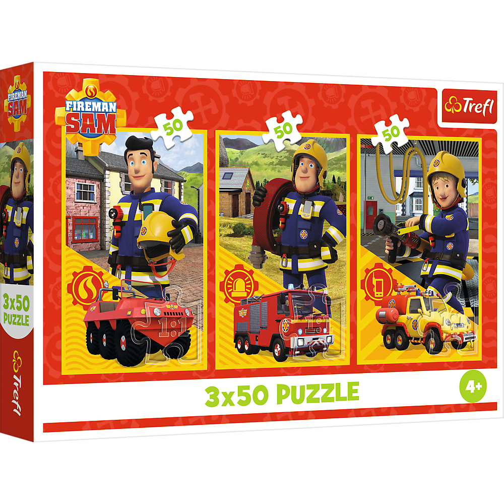 Puzzle 3x50 dílků Hasičský tým z hasičárny – Strażak Sam Trefl