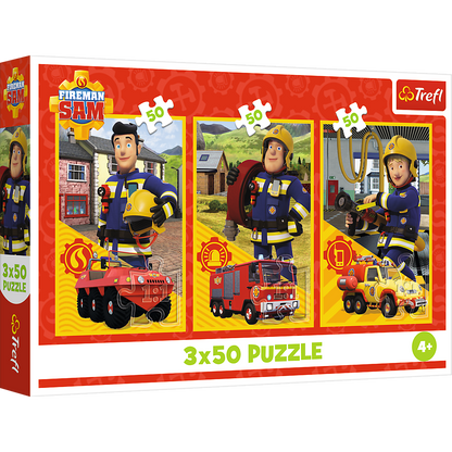 Puzzle 3x50 dílků Hasičský tým z hasičárny – Strażak Sam Trefl